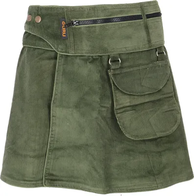 Produktbild von Wickelrock, Cord Minirock - Olivgrün, Damen, Baumwolle, Größe: L/XL
