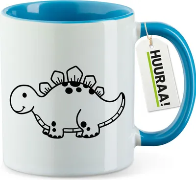 Produktbild von Huuraa Kaffeetasse Stegosaurus Dinosaurier 330ml Blau Keramik Kaffeebecher Geschenkidee