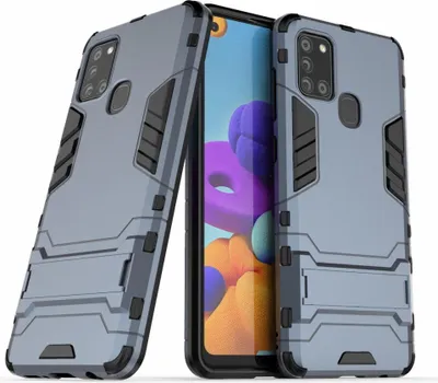 Produktbild von Samsung Galaxy A21s Hülle - Coverup Armor Ständer Back Cover - Blau