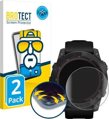 Produktbild von 2x BROTECT Fullscreen Schutzfolie für Garmin Fenix 7X (51 mm) Displayschutz Folie Fullcover Klar Transparent