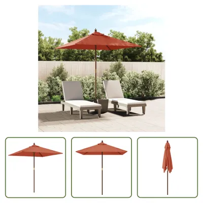 Image de The Living Store Parasol avec mât en bois Terracota 198x198x231 cm