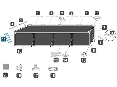 Produktbild von Bestway® Ersatzteil-Set Sicherungsbolzen + Dichtung (blau / je 5 Stk) für Steel Pro™ Pools, eckig & rund