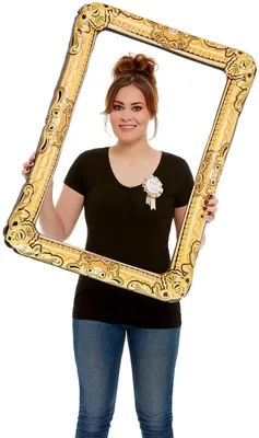 Produktbild von Smiffys Aufblasbarer Bilderrahmen, Gold, 70 cm/ 28 Zoll Halloween