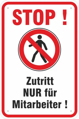 Produktbild von Schild Zutritt nur für Mitarbeiter 20x30cm Aluverbund