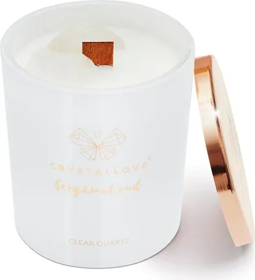Produktbild von CRYSTALLOVE Sojakerze mit Bergkristall - Bergamotte Oud, 400 g
