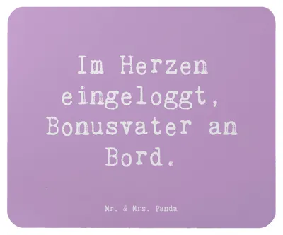 Produktbild von Mr. & Mrs. Panda Mauspad Spruch Bonusvater Herz - Lavendeltraum - Geschenk, Weihnachten, Jubiläen, Mousepad, einzigartige Designs, Familie, Herzensbande, Stiefvater