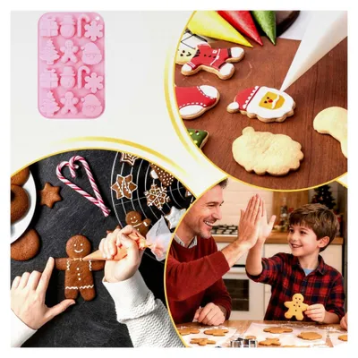 Produktbild von Antihaftbeschichtete Weihnachtsformen – Silikon-Backblech, robustes, lebensmittelechtes Material, kreative Musterformen