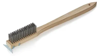 Image de Brosse de nettoyage avec grattoir, 50 cm, avec poils en acier 4 cm, bois, acier