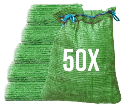 Produktbild von Bazko 50x Raschelsäcke 42x60 cm 15 kg | grün | Netzsäcke mit Zugband