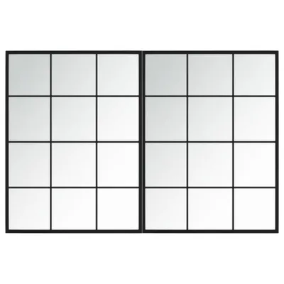 Produktbild von vidaXL Wandspiegel 2 Stk. Schwarz 80x60 cm Metall