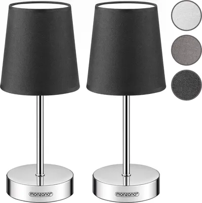 Image de Monzana Set de 2 Lampe de table Anthracite avec abat-jour lampe de chevet interrupteur E14 pour chambre salon décoration