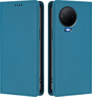 Obrázek produktu pro Kožené pouzdro pro Infinix Note 12 (2023)/Note 12 Pro 4G, magnetické flipové pouzdro zPolyuretankůže se stojánkem Jezerní modrá
