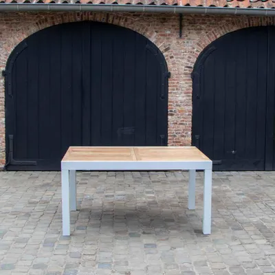 Image de Table de jardin aluminium  teck blanc 6/10P  extensible BALITECK