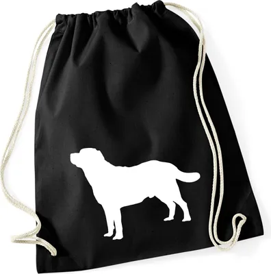Produktbild von Huuraa Turnbeutel Labrador Retriever Silhouette 12 Liter Black Baumwolle Rucksack Geschenkidee