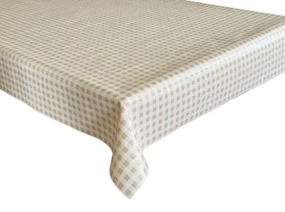 Obrázok produktu pre Obrus z voskovaného plátna na záhradný stôl, nepremokavý, umývateľný, béžový kockovaný, 240 x 140 cm