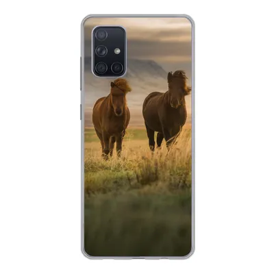 Produktbild von MuchoWow® Handyhülle Schutzhülle Hülle für Samsung Galaxy A51 Pferde - Luft - Gras Silikon Softcase Handy Hülle - Schutzabdeckung