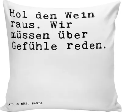 Produktbild von Mr. & Mrs. Panda wohnzimmer kissen Hol den Wein raus.... - Weiß - Geschenk, Dekokissen, 40x40, Zitate, Nachbar, Sofakissen, kleine Aufmerksamkeit, bedruckt, lustig, couch