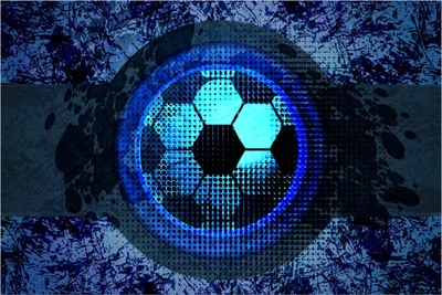 Produktbild von Wallario Poster - Fußball Design - Abstraktes Muster in blau, Kunstdruck Größe: 100 x 150 cm