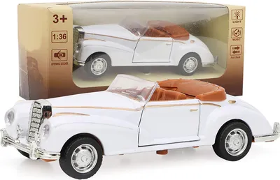 Produktbild von Mini Stimulationslegierung Klassiker Car Car Roadster Sound und Lichtmodell Spielzeugfahrzeug (weiß)
