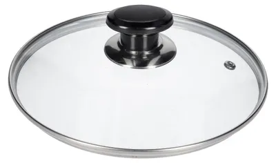 Glasdeckel 200 mm Ø 20 cm mit Edelstahlrand und Knopfgriff