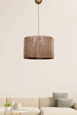 Image de Opviq, suspension de style antique, 30 cm de diamètre, 70 cm de hauteur, douille E27, 40 W max., corps en plastique, capuchon en métal, design rustique marron - Idéale pour toutes les pièces !