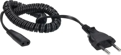 Produktbild von easyPART 1000026180-000 Stromkabel Kabel Spiralkabel Power-Supply schwarz Eurostecker Anschluss 1,5m für u.a. Braun Philips Remington Rasierer UNIVERSALTEIL