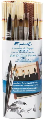 Image de Set de 6 pinceaux pour aquarelle - Set de pinceaux de voyage