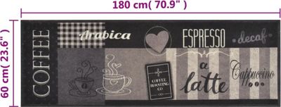 vidaXL Küchenteppich Waschbar Coffee Schwarz 60x180 cm Samt