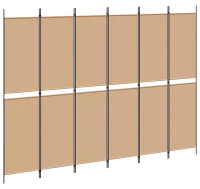 Image de Paravent à 6 panneaux Beige 300 x 220 cm Tissu