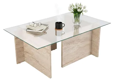 Produktbild von Azriel - Couchtisch, 105x65x40h cm Beige, Zeitschriftenablage