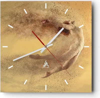 Produktbild von Wanduhr - Quadrat - Glasuhr - Frau Abstraktion - 30x30cm - Schleichendes Uhrwerk - Lautlos - zum Aufhängen bereit - Dekoration Modern - Wanddekoration aus Glas - C3AC30x30-4061
