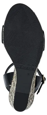 Produktbild von Tamaris Damen Sandale Sandalette Plateau Keilabsatz Bastoptik 1-28009-20, Größe:39 EU, Farbe:Schwarz