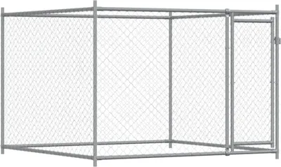 Produktbild von Hundezwinger mit Tür Grau 2x2x1,5 m Verzinkter Stahl
