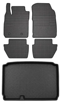 Productafbeelding van Rubberen automatten + kofferbakmat voor Ford EcoSport MK2 vanaf 2019 – 5-delig, zwart, op maat – Wielganizator SolidPRO