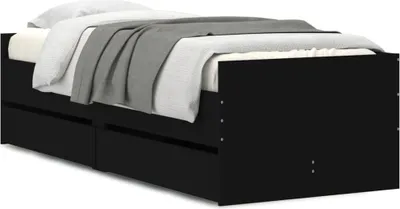 Produktbild von vidaXL Bettgestell mit Schubladen Schwarz 100x200 cm