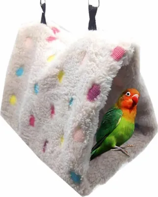 Produktbild von Winter Warm Nest für Kleine Vögel - Weiches Plüsch Vogelnest - Hamsterhängematte - Vogelkäfigzubehör mit Höhle (S Punkte)