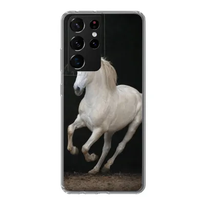 Produktbild von MuchoWow® Handyhülle Schutzhülle Hülle für Samsung Galaxy S21 Ultra Pferde - Schwarz - Porträt Silikon Softcase Handy Hülle - Mobiltelefon