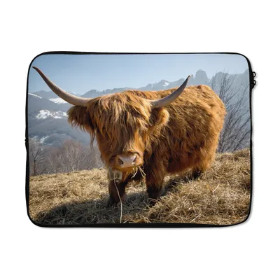 Produktbild von MuchoWow® Laptop Hülle 15 Zoll Schottischer Highlander - Berg - Schnee Laptoptasche - Laptoptasche - Sleeve - Rundum-Schutz