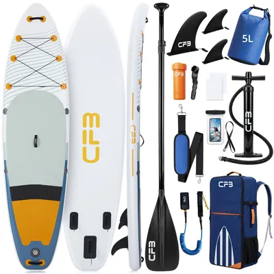 Produktbild von CFB Stand Up Paddle Board 335 mit 86 cm Standfläche, Bis zu 200kg, SUP Board mit Paddel, Pumpe, Rucksack, aufblasbares iSUP Set für Anfänger&Familien