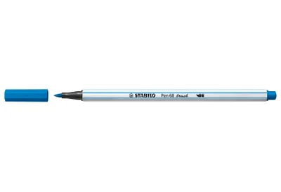 Zdjęcie produktu dla STABILO Pen 68 brush, 1 kol., Niebieski, Końcówka pędzlowa, Światłowód, Niebieski, Biały, Sześciokątny