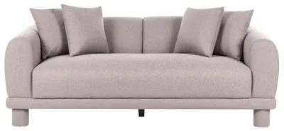 Zdjęcie produktu dla BELIANI Sofa trzyosobowa beżowoszara tapicerowane nogi styl nowoczesny retro z dodatkowymi poduchami