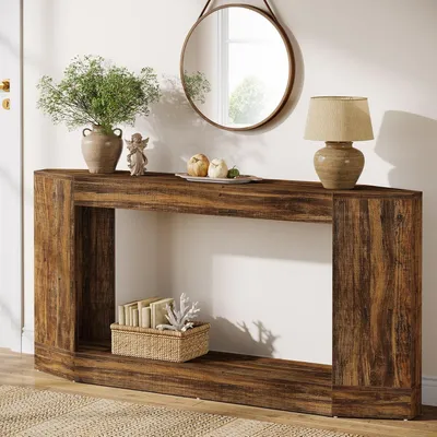 Obrázok produktu pre Tribesigns Konzolový stolík 160 cm s úložným priestorom, rozkladací stolík za pohovku, vitrína do vstupného priestoru, predsiene, foyer, dlhý, úzky dizajn