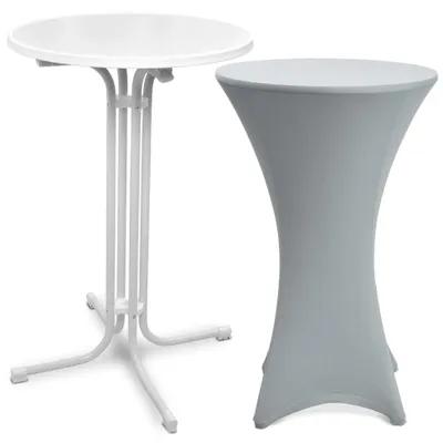 Immagine prodotto di Beautissu Tavolo alto da esterno Bellini, pieghevole, Ø70cm, argento, con copertura