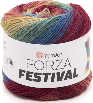 Immagine prodotto di YarnArt Forza Festival 2904, filato per calze, 100g/420m, 75% lana, sfumatura di colore, resistente
