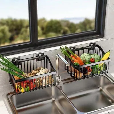 Zdjęcie produktu dla Koszyk na owoce i warzywa Unyqoos® – czarny, metalowy, odporny na rdzę, trwały kosz na owoce i warzywa, idealny do przechowywania owoców i warzyw na stole, 1 sztuka