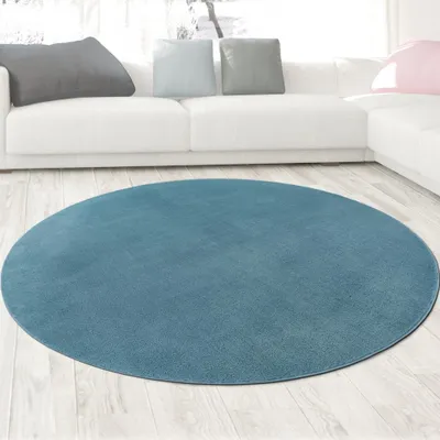 Obrázek produktu pro Moderní koberec tyrkysový sametově měkký, snadno udržovatelný velikost - 160 cm kulatý