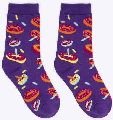 Produktbild von Damen Motivsocken mit Donuts in lila & orange - 34-38