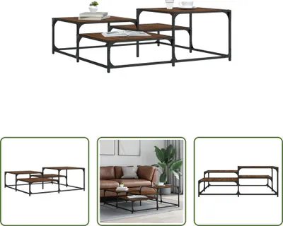 Produktbild von The Living Store Couchtisch Braun Eichen-Optik 107x107x40 cm Holzwerkstoff