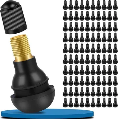 Obrázek produktu pro Ventily pro pneumatiky, 100 kusů, typ TR412 – univerzální, vhodné pro ventily s otvorem o průměru 11,3 mm – gumové, s aretačním mechanismem
