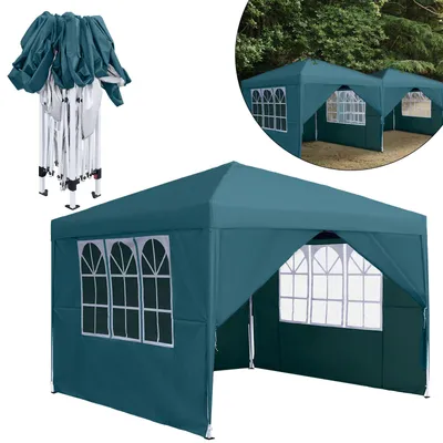 Produktbild von LZQ 2,5x2,5m Faltpavillon Pavillon Faltbar mit 4 Seitenwänden, Gartenpavillon Gartenzelt, wasserdicht, UV-Schutz, Partyzelt, inkl .Tasche, Grün